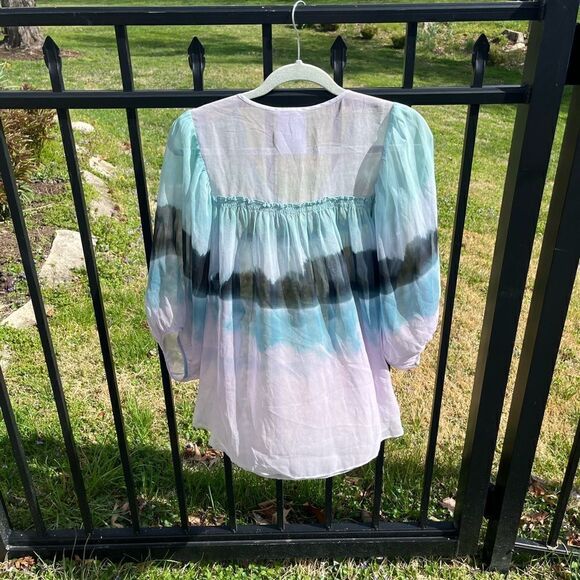 Anthropologie Sophie Duran 100% Silk Watercolor Top - Picture 6 of 10